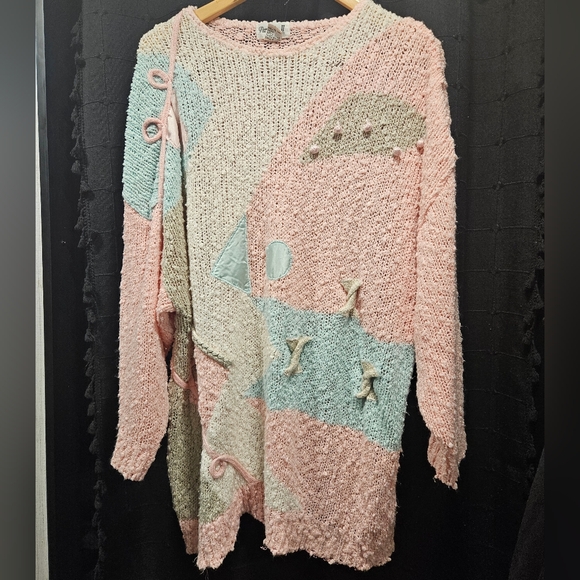 Vintage Partners II by Mervyn’s Pastel Geometric Knit Sweater - Picture 8 of 9